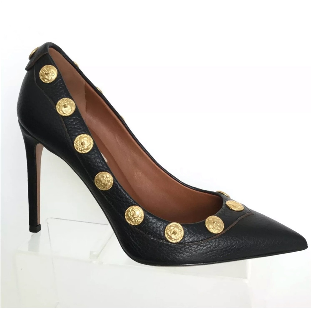 NEW VALENTINO Gryphon Studded Leather Pumps, Black (Size 36.5)- $1,195.00